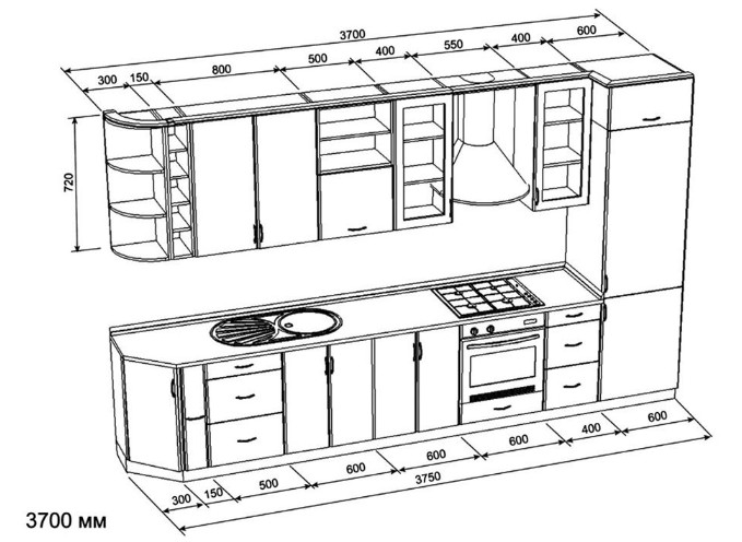 Kích thước tủ bếp chữ l phù hợp với người Việt