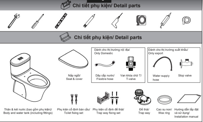 Phụ kiện lắp đặt bồn cầu Inax