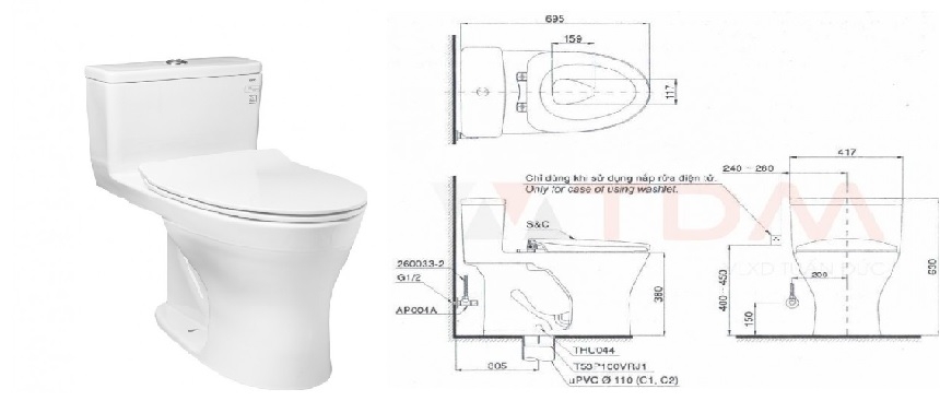 bồn cầu TOTO kích thước nhỏ