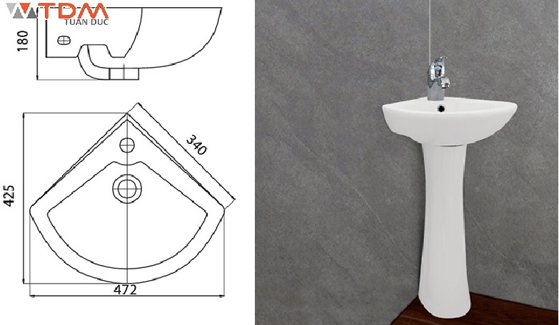 lavabo góc treo tường