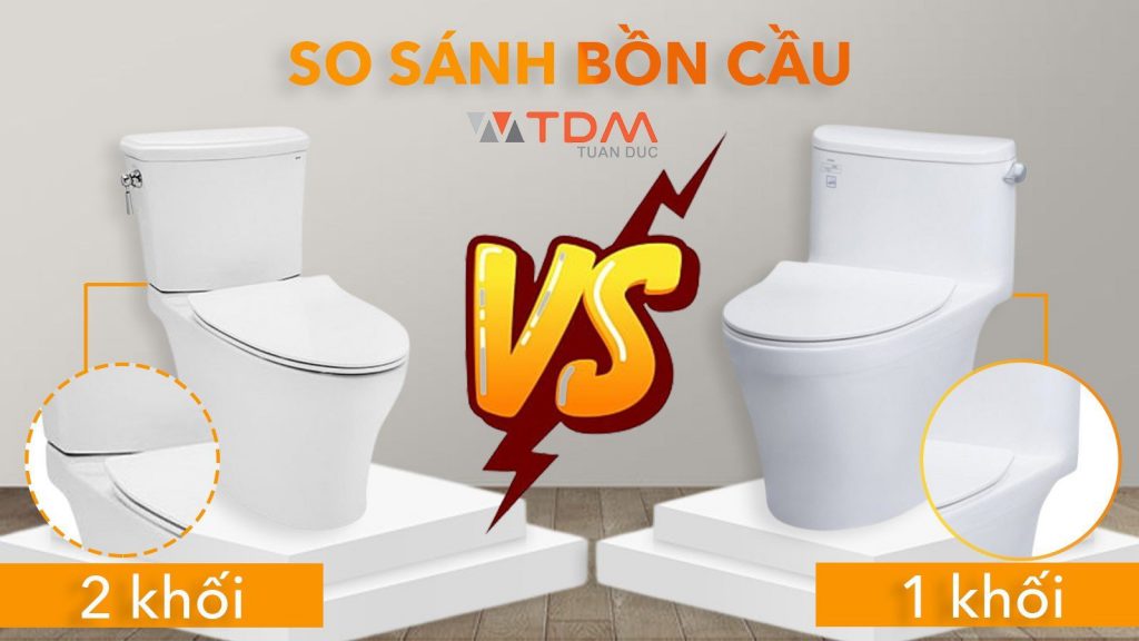 So sánh bồn cầu 1 khối và bồn cầu 2 khối 