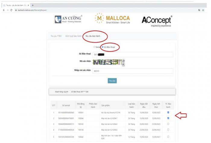Khi cần bảo hành sản phẩm, 
