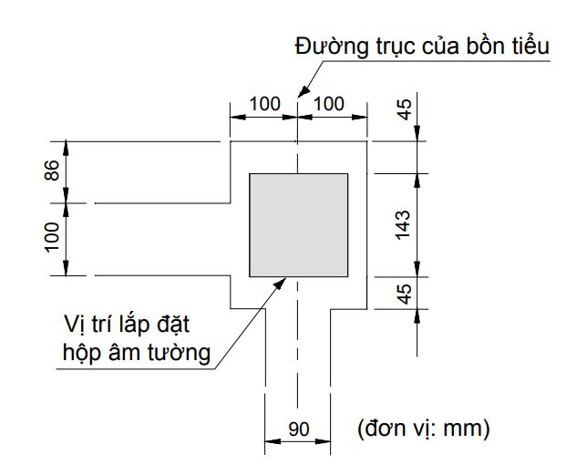 Đánh dấu vị trí lắp đặt và khoan rãnh trên tường (Sâu 125mm).