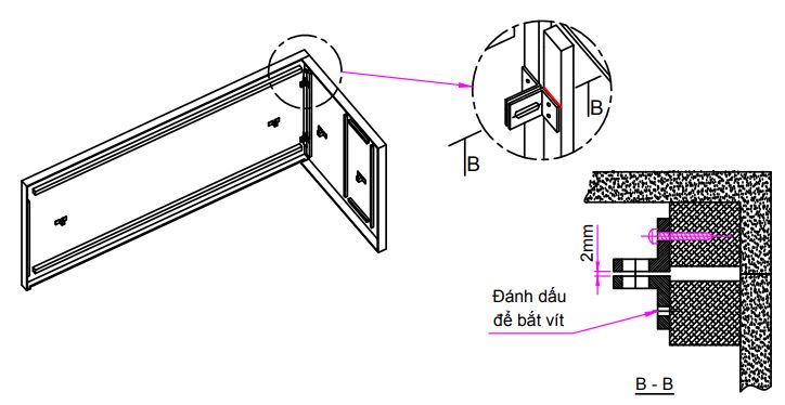 Lắp bản lề trên yếm ngắn