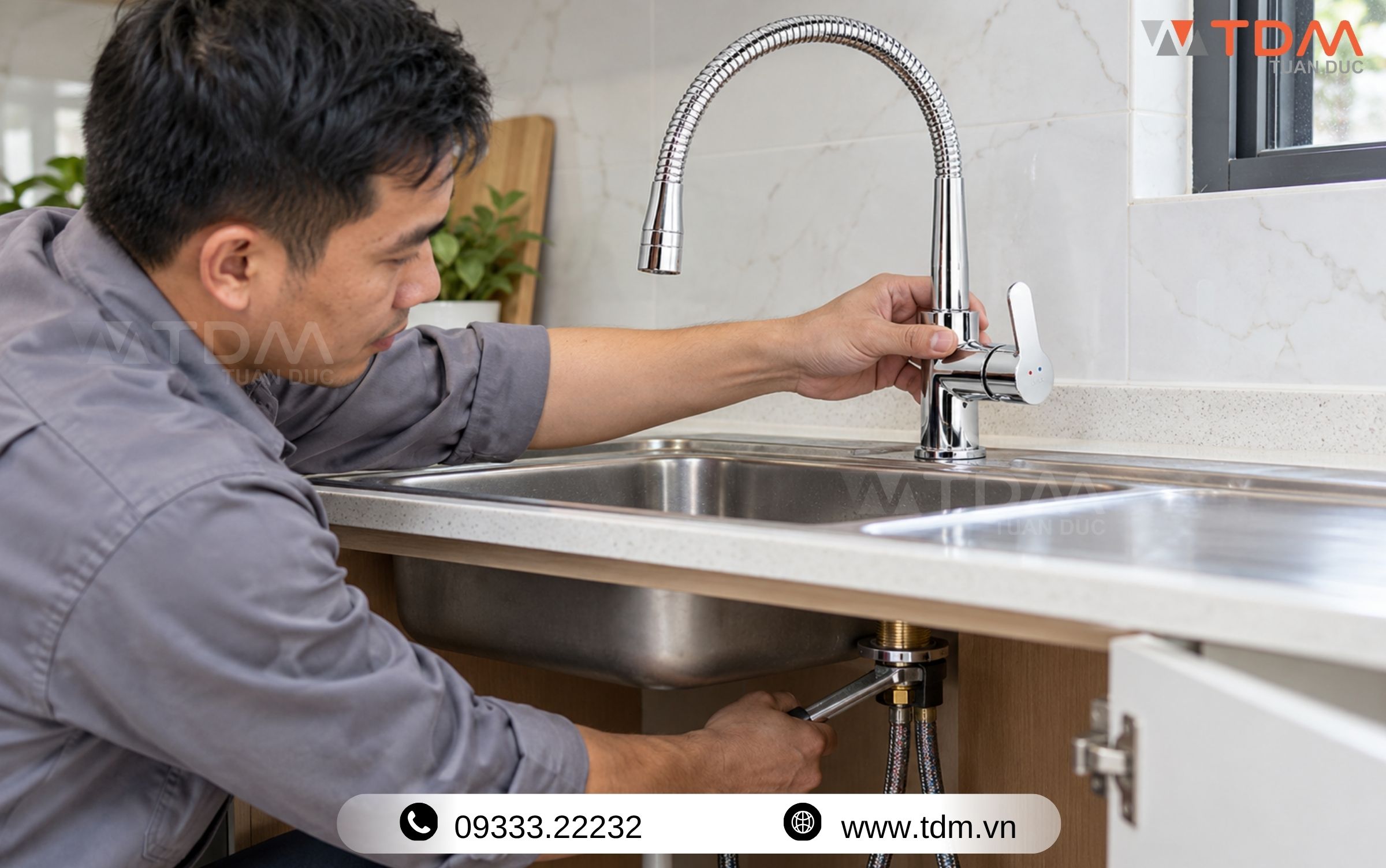 Hướng dẫn cách thay vòi nước bồn rửa chén, bồn rửa bát đơn giản