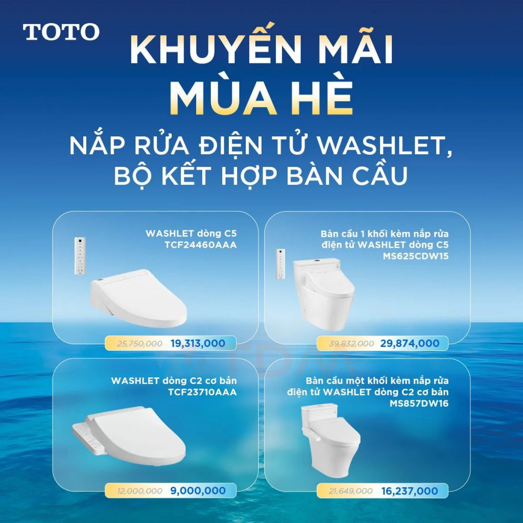 Khuyến mãi Toto hè nắp rửa điện tử