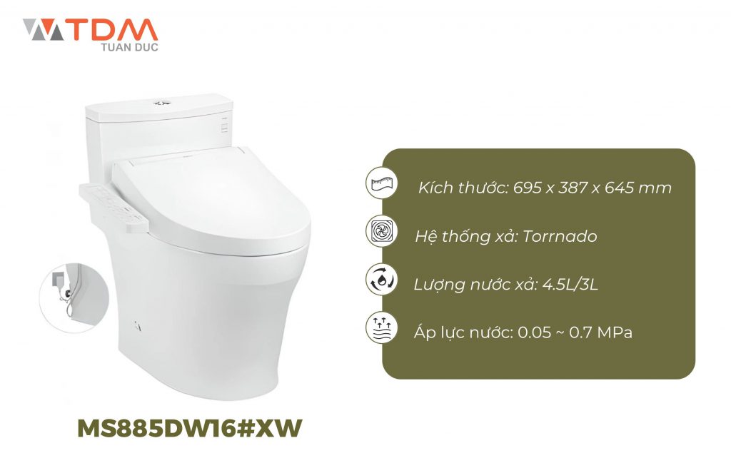 Bồn cầu điện tử TOTO MS885DW16 Nắp Rửa Washlet TCF23410AAA C2
