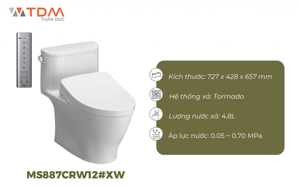 Bồn cầu nắp điện tử TOTO MS887CRW12