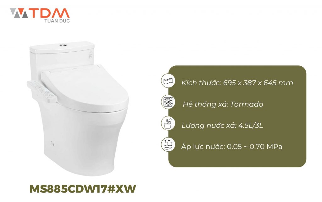 Bồn cầu nắp rửa điện tử TOTO MS885CDW17