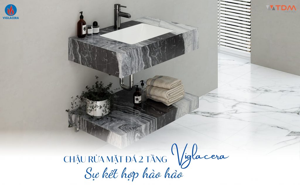 Chậu rửa mặt đá 2 tầng Viglacera