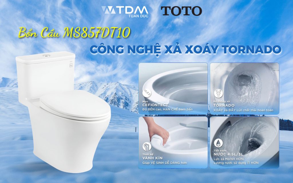 Công nghệ xả xoáy Tornado bồn cầu TOTO MS857DT10
