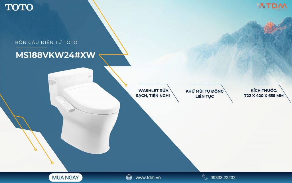 Bồn cầu điện tử TOTO MS188VKW24#XW Washlet TCF33461GAA S2 Giấu Dây