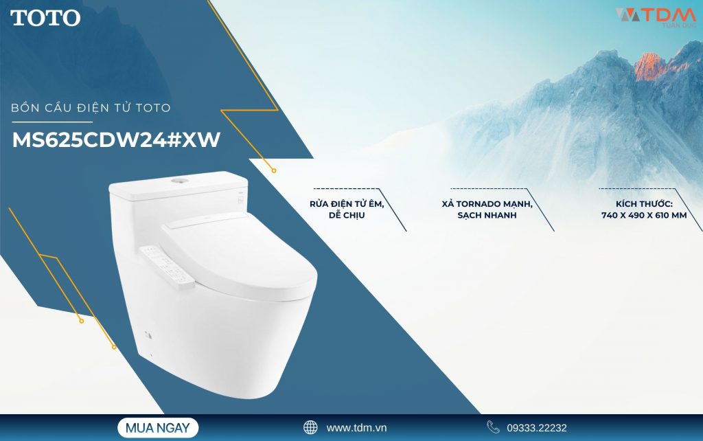 Bồn cầu điện tử TOTO MS625CDW24#XW Washlet S2 Giấu Dây