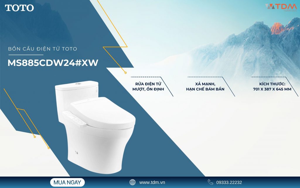 Bồn cầu điện tử TOTO MS885CDW24#XW Washlet TCF33461GAA S2 Giấu Dây