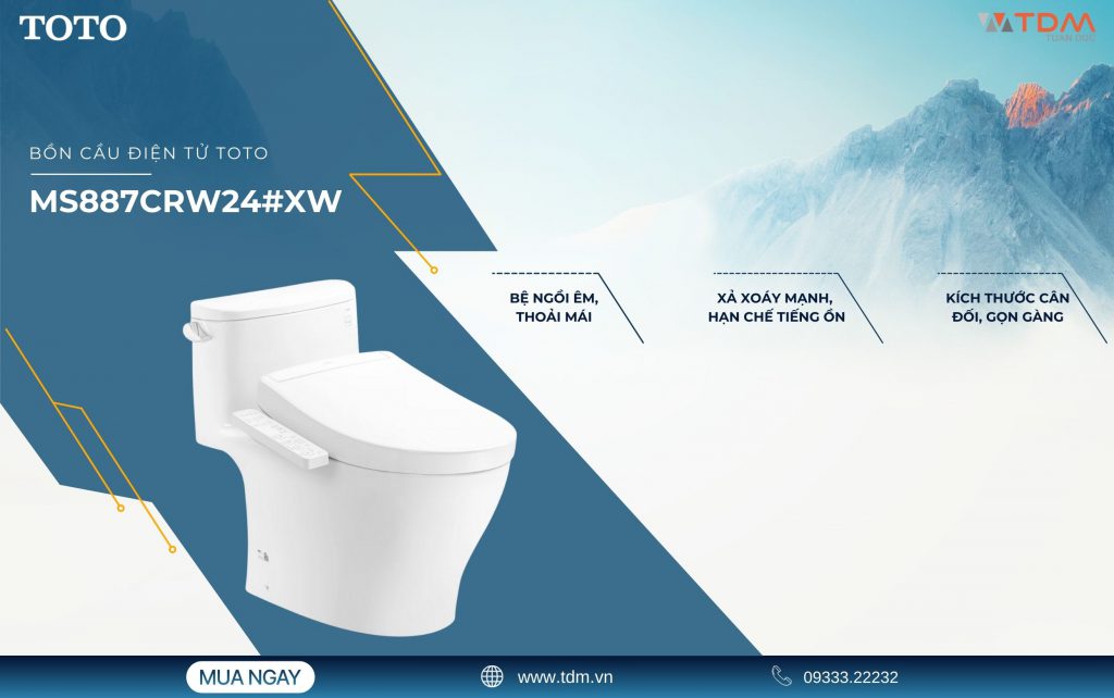Bồn cầu điện tử TOTO MS887CRW24#XW Washlet TCF33461GAA S2 Giấu Dây