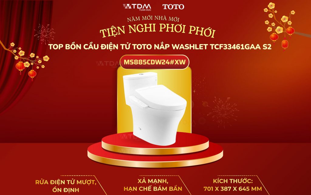 Bồn Cầu Điện Tử TOTO MS885CDW24#XW Washlet S2 Giấu Dây