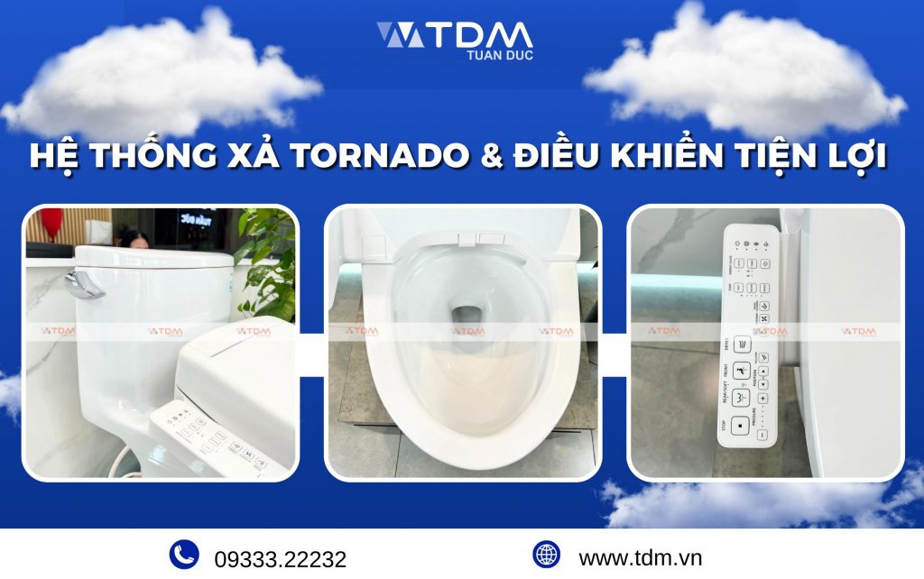 Bồn cầu điện tử TOTO MS887CRW24 có hệ thống xả Tornado và bảng điều khiển tiện lợi
