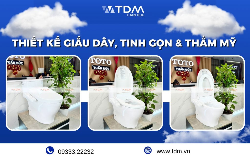 Bồn cầu điện tử TOTO MS887CRW24 có thiết kế giấu dây tinh gọn & thẩm mỹ