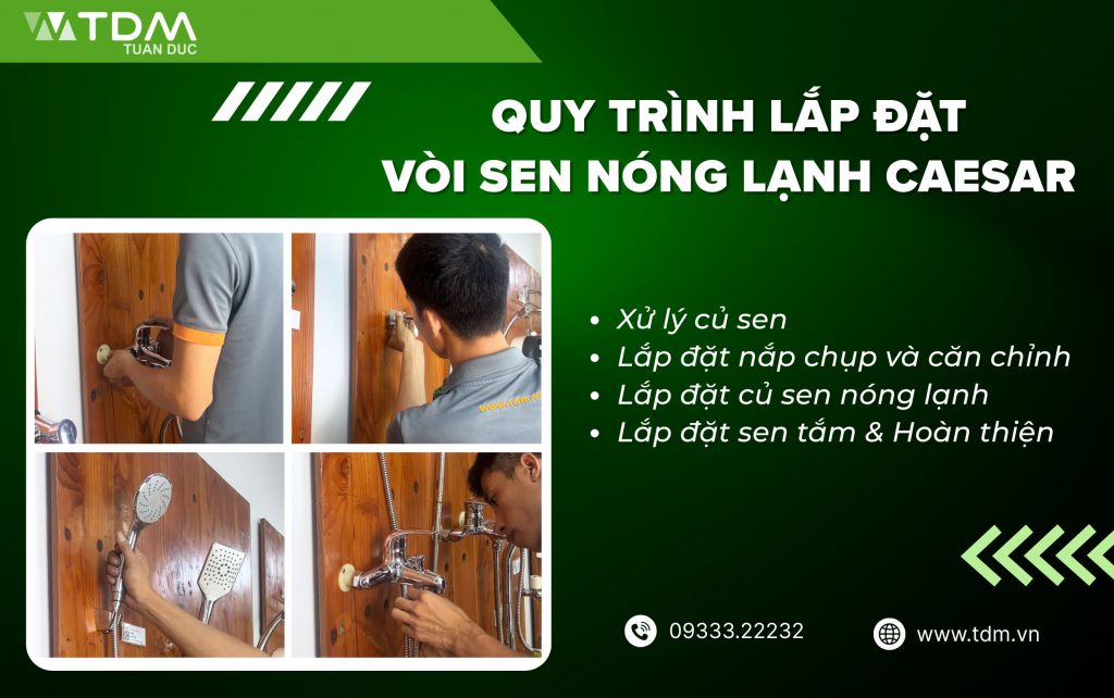 Quy trình lắp đặt vòi sen nóng lạnh Caesar