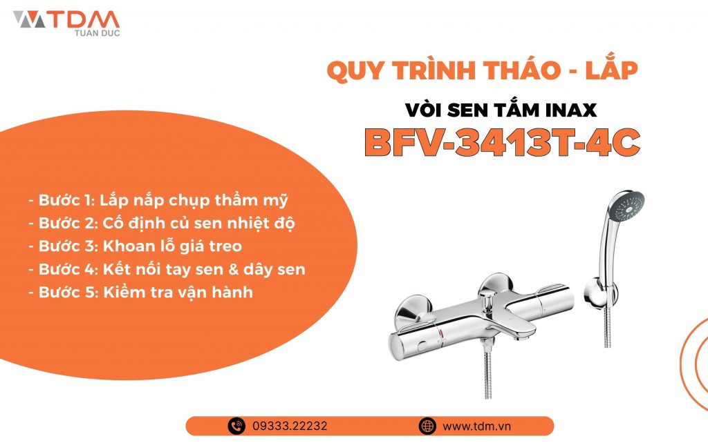 Quy trình tháo và lắp vòi sen tắm INAX BFV-3413T-4C