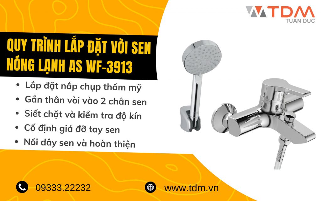 Quy trình lắp đặt vòi sen nóng lạnh American Standard WF-3913