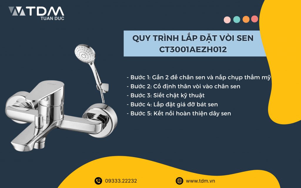 Quy trình lắp đặt vòi sen tắm COTTO CT3001AEZH012 nóng lạnh