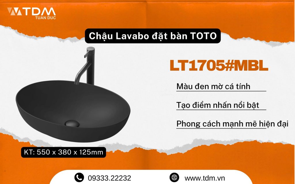 Chậu Lavabo đặt bàn TOTO LT1705#MBL mới nhất 2026