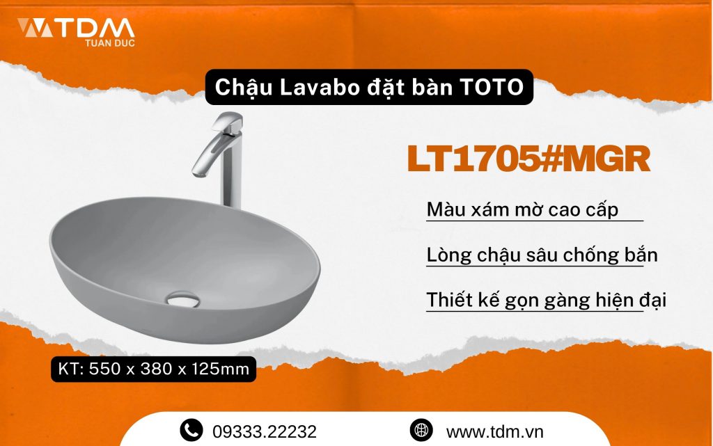 Chậu Lavabo đặt bàn TOTO LT1705#MGR mới nhất 2026