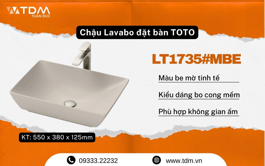 Chậu Lavabo đặt bàn TOTO LT1735#MBE mới nhất 2026