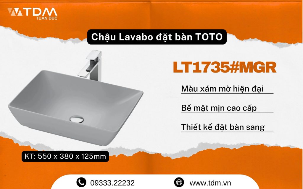 Chậu Lavabo đặt bàn TOTO LT1735#MGR mới nhất 2026