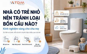 Nhà có trẻ nhỏ nên tránh những loại bồn cầu nào?