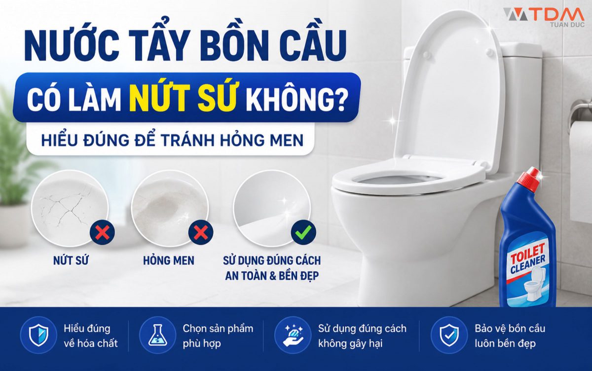 Nước tẩy bồn cầu có làm nứt sứ không? Hiểu đúng để tránh hỏng men