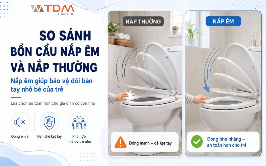 So sánh bồn cầu nắp êm và nắp thường