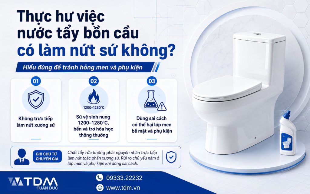 Thực hư nước tẩy bồn cầu có làm nứt sứ không? 