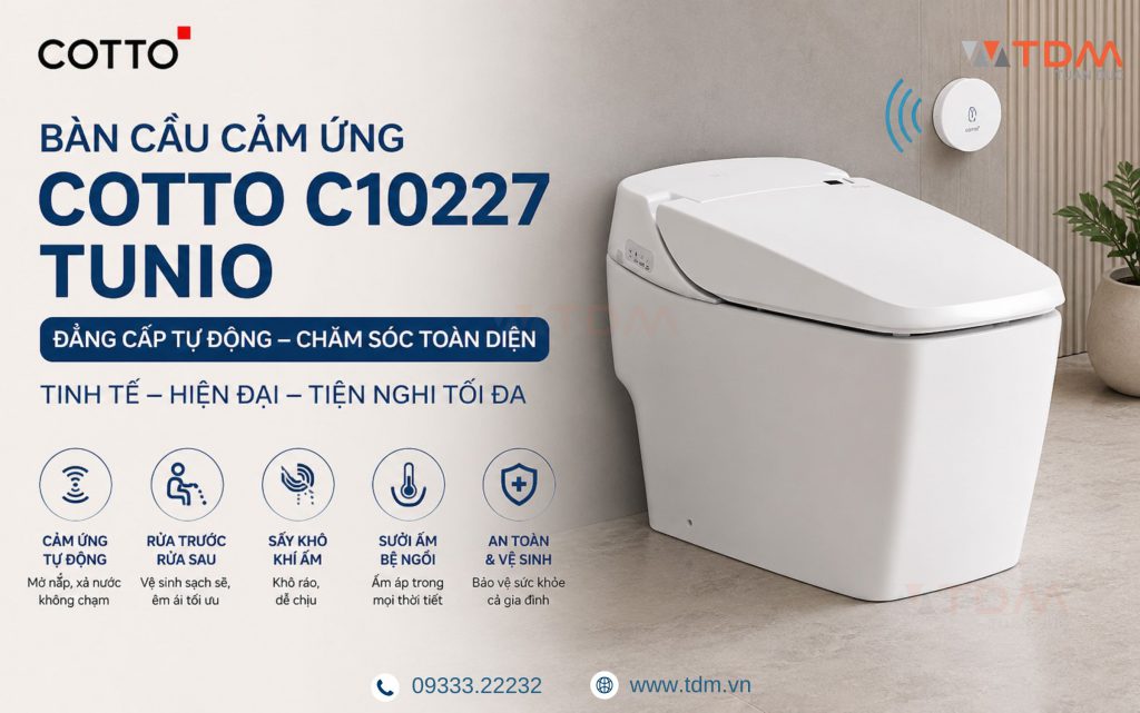 Bàn cầu cảm ứng dòng cao cấp COTTO C10227 phù hợp với người khuyết tật