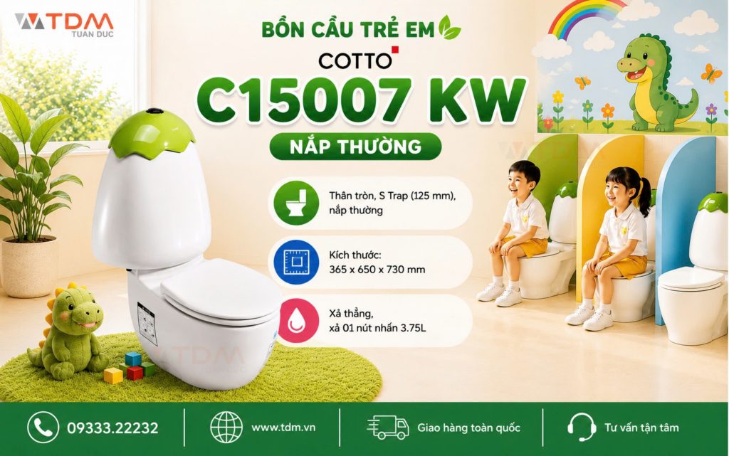 Bồn cầu mini 2 khối trẻ em cho trường mầm non COTTO C15007 KW tại TDM Tuấn Đức