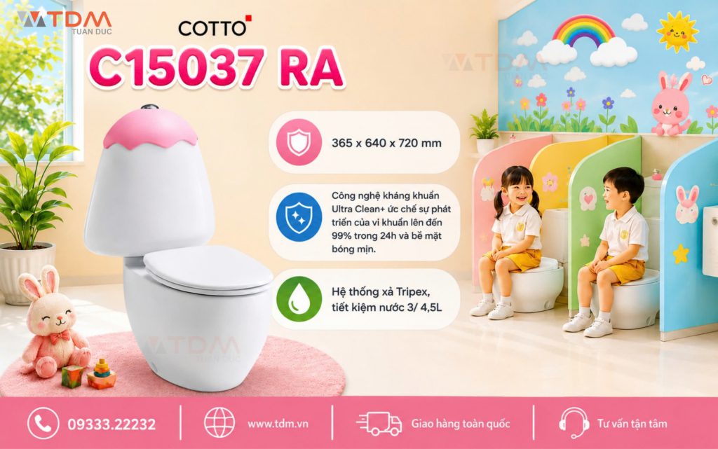 Bồn cầu mini 2 khối trẻ em cho trường tiểu học COTTO C15037 RA tại TDM Tuấn Đức