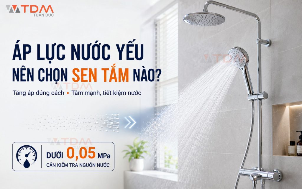 Nhà áp lực nước yếu nên chọn sen tắm nào? Giải pháp từ TDM Tuấn Đức