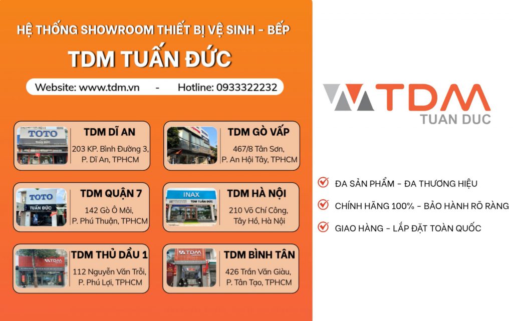 Hệ thống 6 Showroom thiết bị vệ sinh TDM Tuấn Đức trên toàn quốc