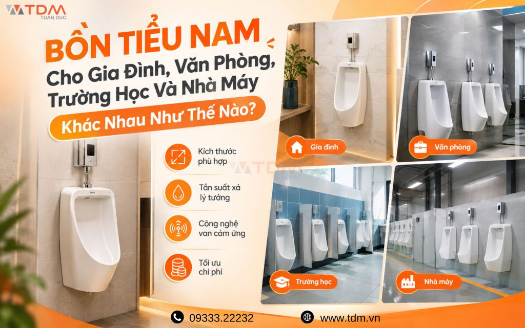 Bồn tiểu nam cho Gia đình - Văn phòng - Trường học - Nhà máy khác nhau như nào?