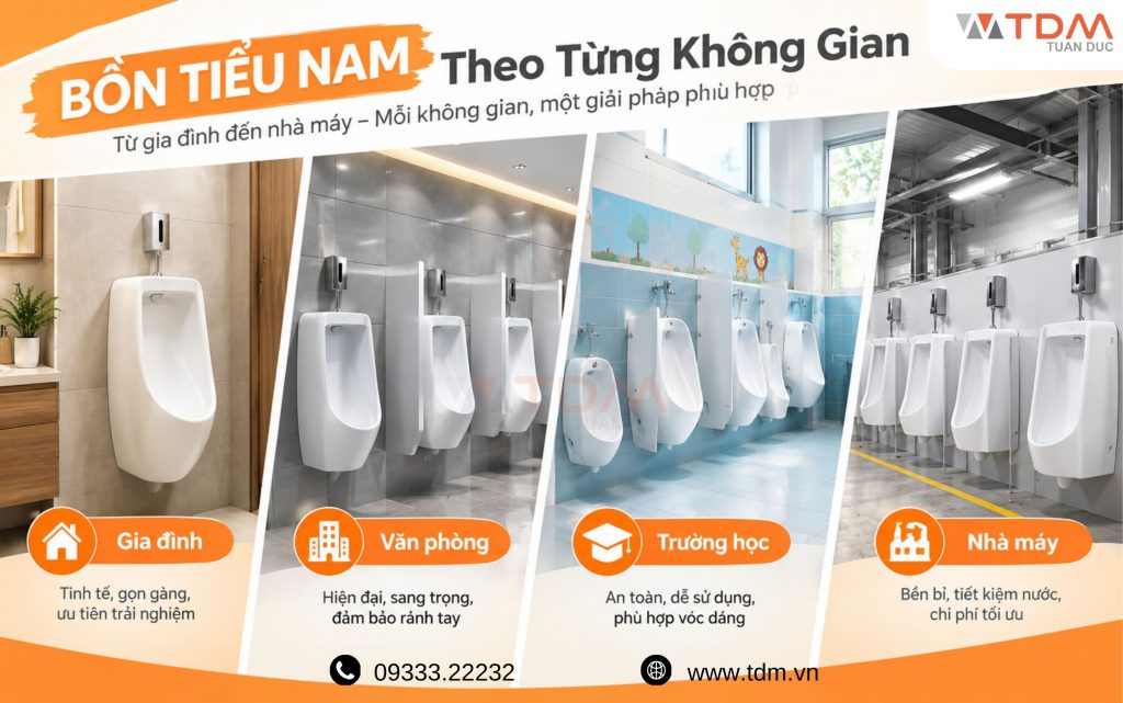 Phân tích giải pháp lựa chọn bồn tiểu nam cho từng không gian