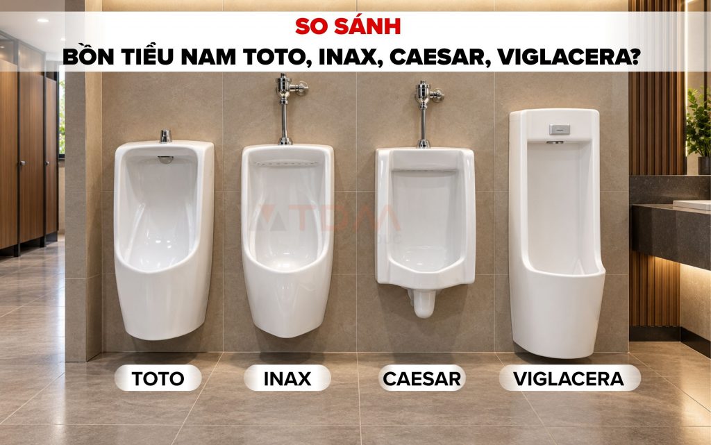 So sánh bồn tiểu nam TOTO - INAX - CAESAR - VIGLACERA: Hãng nào tốt nhất?