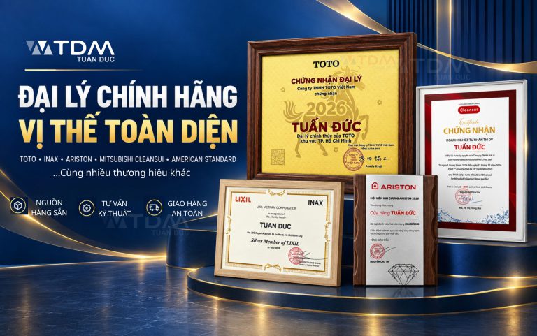TDM Tuấn Đức nhận chứng nhận đại lý chính hãng TOTO, INAX, American Standard, Ariston, Mitsubishi,...