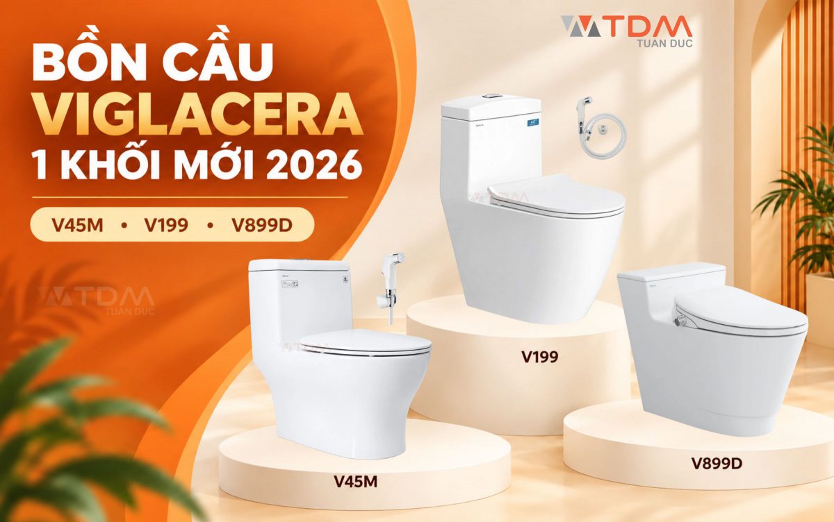 Bồn Cầu Viglacera 1 Khối Mới 2026: V45M, V199, V899D Có Gì Đặc Biệt?