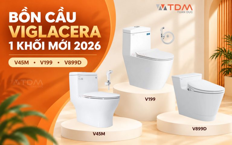 Review Top 3 bồn cầu Viglacera 1 khối mới 2026: V45M - V199 - V899D tại TDM Tuấn Đức