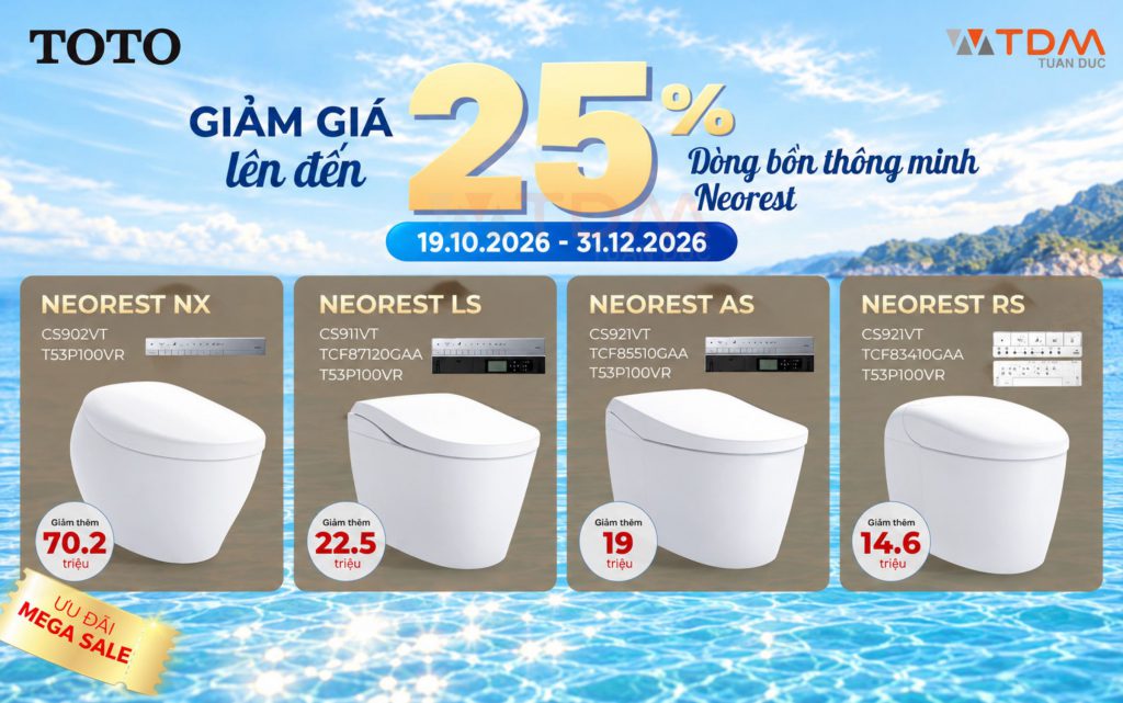 Bàn cầu thông minh NEOREST giảm lên đến 20% cơ hội nghỉ dưỡng Amanoi Vĩnh Hy từ TOTO Tuấn Đức