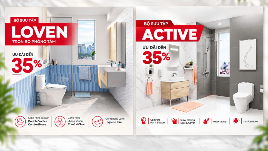 BST thiết bị phòng tắm Loven và Active của American Standard chính hãng ưu đãi lên đến 40%