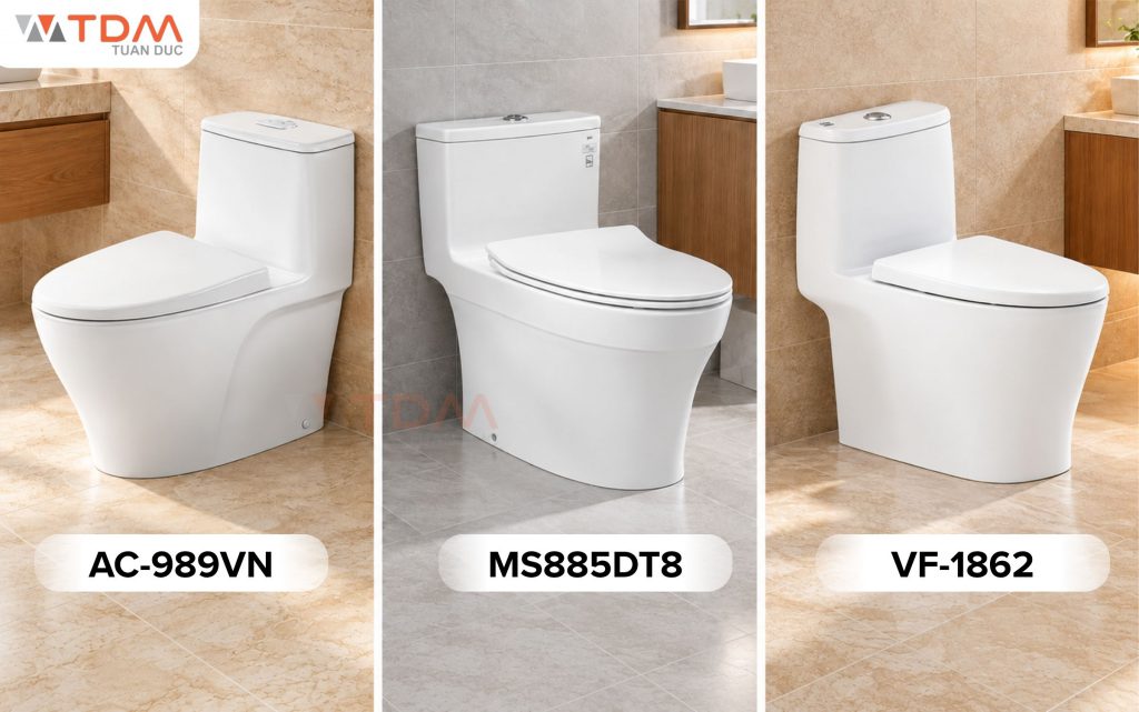 Top bồn cầu 1 khối liền khối thân kín dễ vệ sinh giá ưu đãi tại TDM Tuấn Đức 