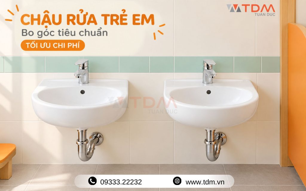 Chậu rửa mặt trẻ em nhỏ gọn bo góc an toàn cho bé nhỏ