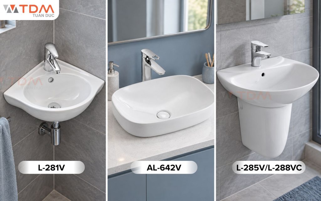 Chậu rửa mặt INAX góc - đặt bàn - treo tường men Aqua Ceramic bán chạy nhất